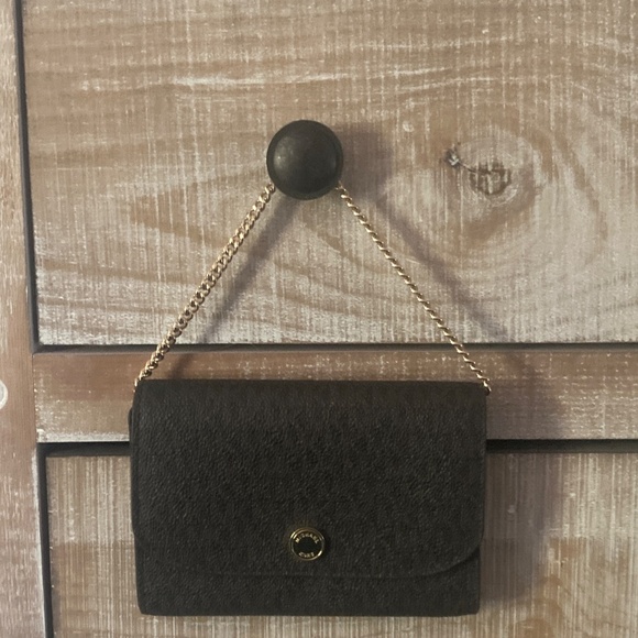 NWOT, Michael Kors Brown Signature Canvas 2-in-1 wallet and card holder w chain - Picture 9 of 12